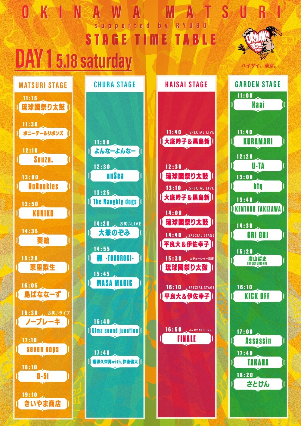 OKINAWAまつり stage time table DAY1
